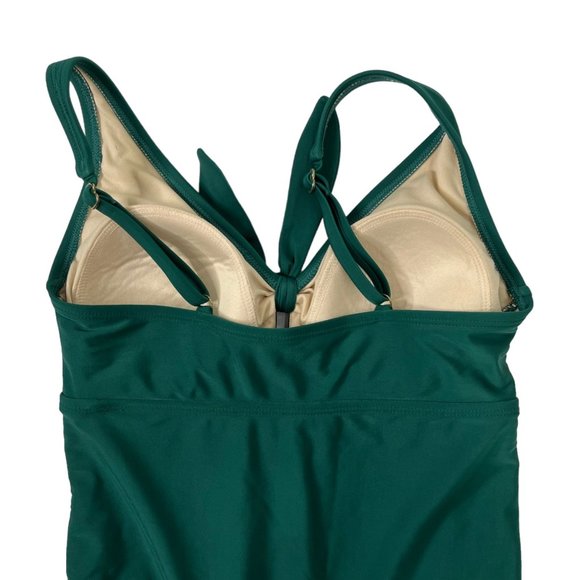 Kona Sol One Piece Swimsuit Womens Sold Green Tie Top Cinched Size M - Picture 12 of 13